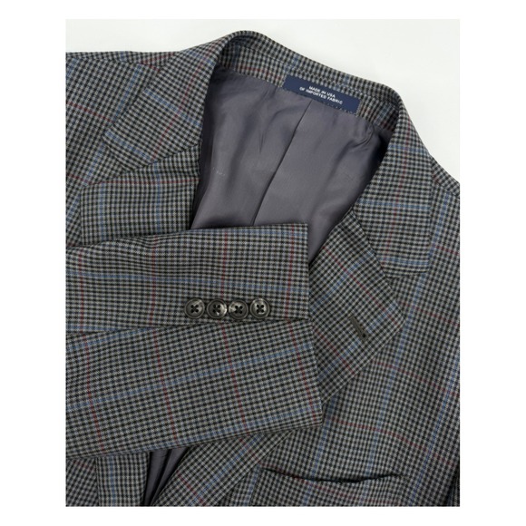 Joseph Abboud Other - Joseph Abboud Sport Coat Mens 44L Blue‎ Gray Check Wool Blazer Jacket Made USA